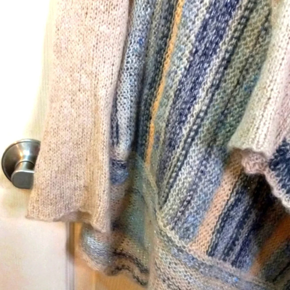 Free People Size XS Cardigan Sweater Wool Mohair Acrylic Blend Beige Striped - Picture 5 of 11
